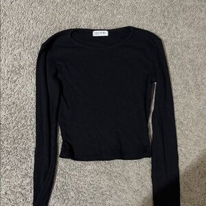 Forever 21 Black Ribbed Long Sleeve Top